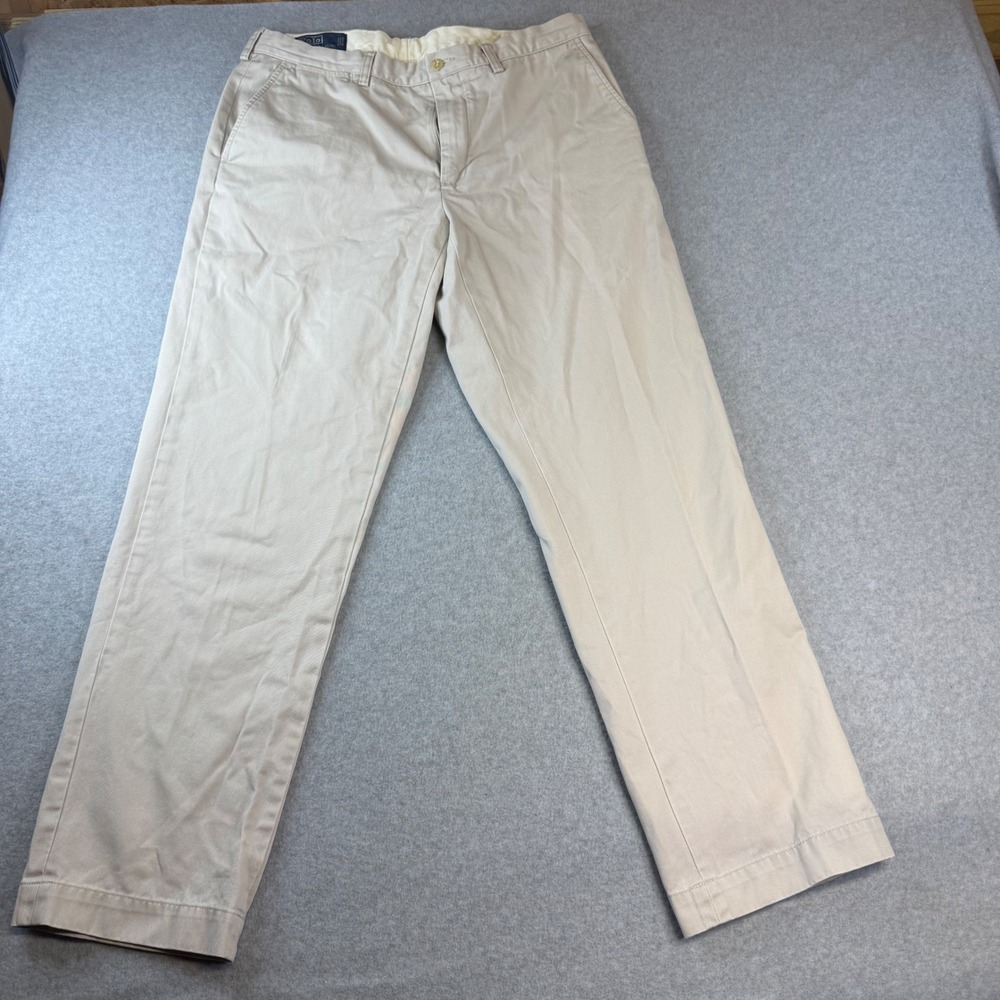 Polo Ralph Lauren Preston Pant Mens 36x32 Khaki Tan Cotton Chino Straight Leg